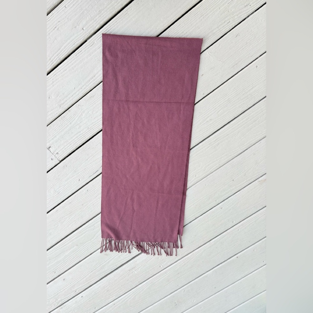 John Ashford Mauve Very Soft Long Scarf with Fringes, Size: 66”L x 14”W